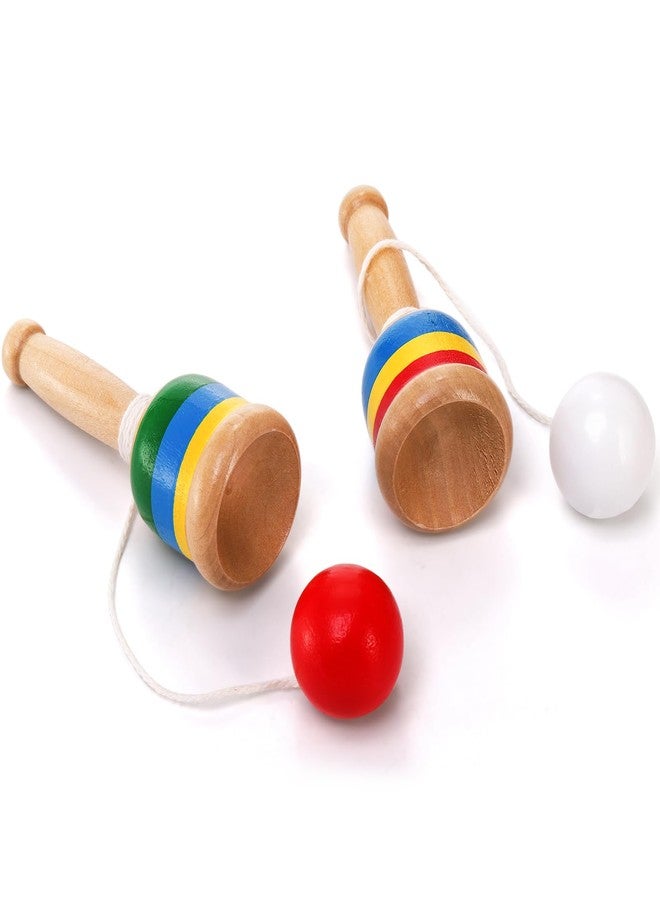 Cididu 12 Pcs Wooden Catch Ball Game, Mini Wood Ball Catching with String Cup, Vintage Catch Toys for Kids, Novelty Fun Party Games for Lawn Camping Beach, Hand Eye Coordination Educational Game - Image 3
